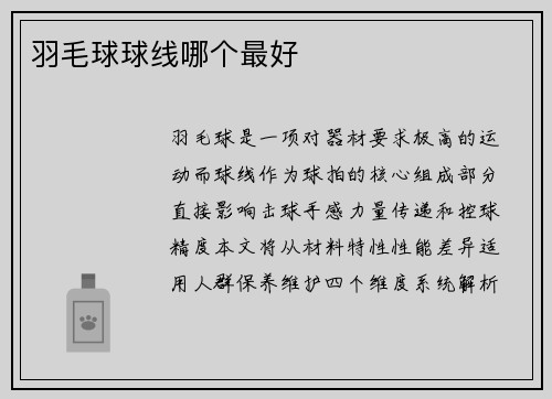 羽毛球球线哪个最好